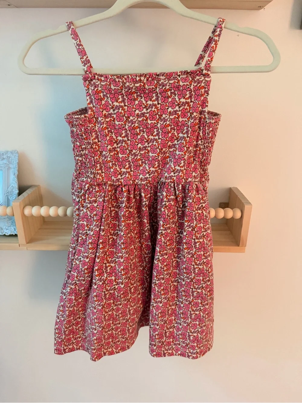 Amazon Essentials Pink Floral Smocked Sundress